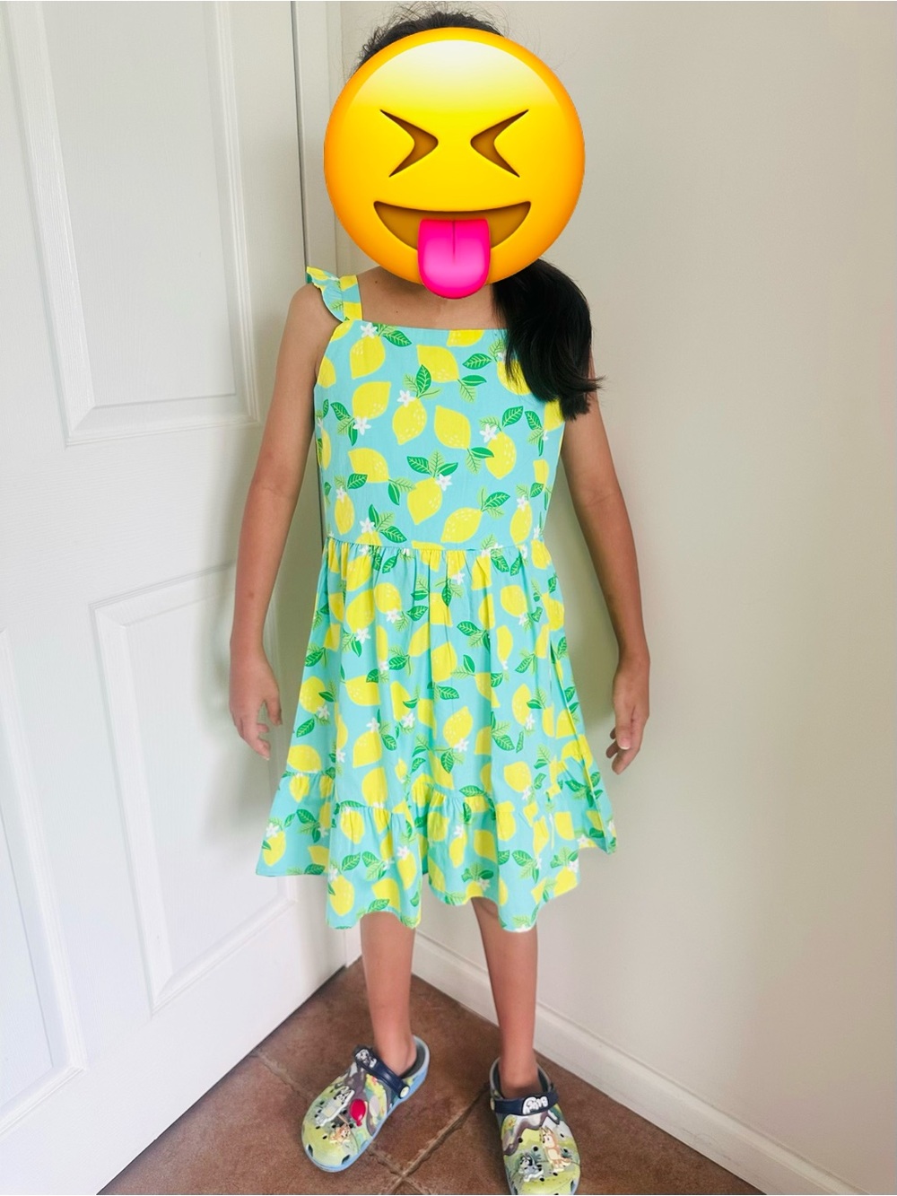 Gymboree Aqua Sundress with Yellow Lemon Print